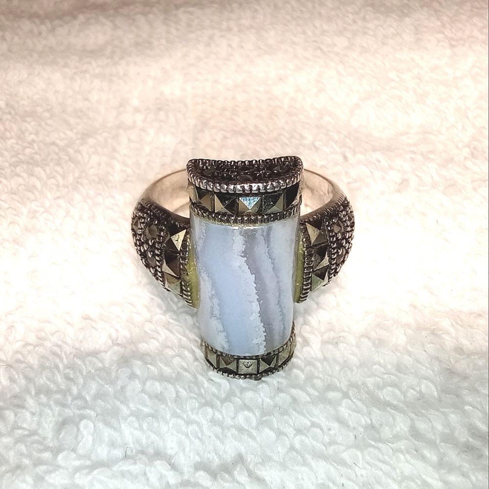 925A Thailand Vintage Art Deco Ring Size 7 3/4